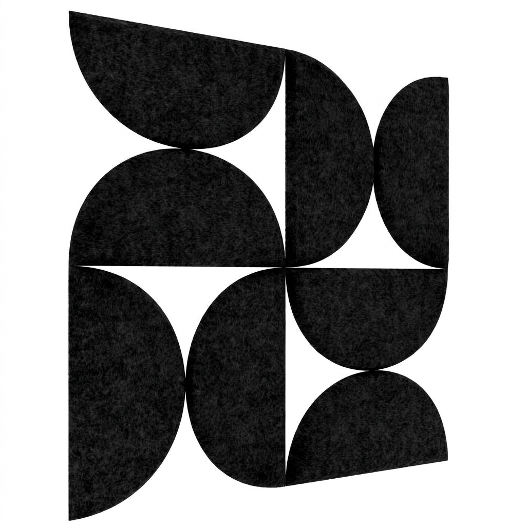 SEMI CIRCLE ACOUSTIC BULLETIN FELT BOARD BLACK- 6 in a BOX