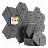 HEXAGON DIAMOND ACOUSTIC BULLETIN FELT BOARD GREY- 6 in a BOX