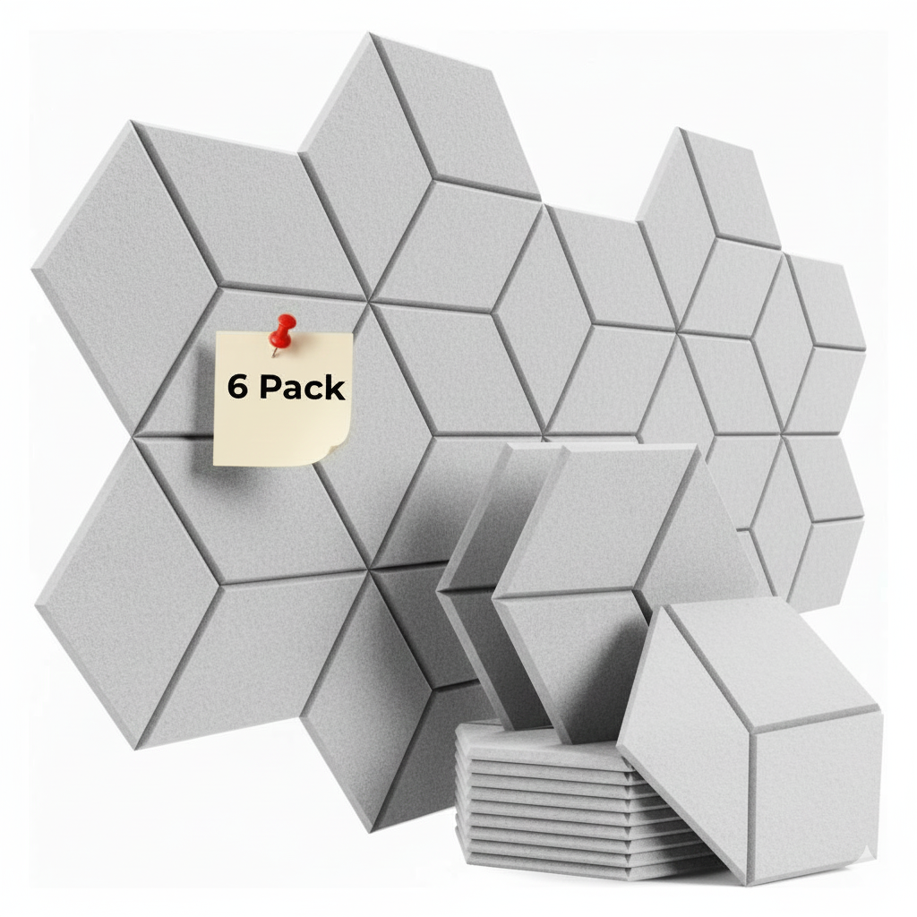 HEXAGON DIAMOND ACOUSTIC BULLETIN FELT BOARD LIGHT GREY- 6 in a BOX