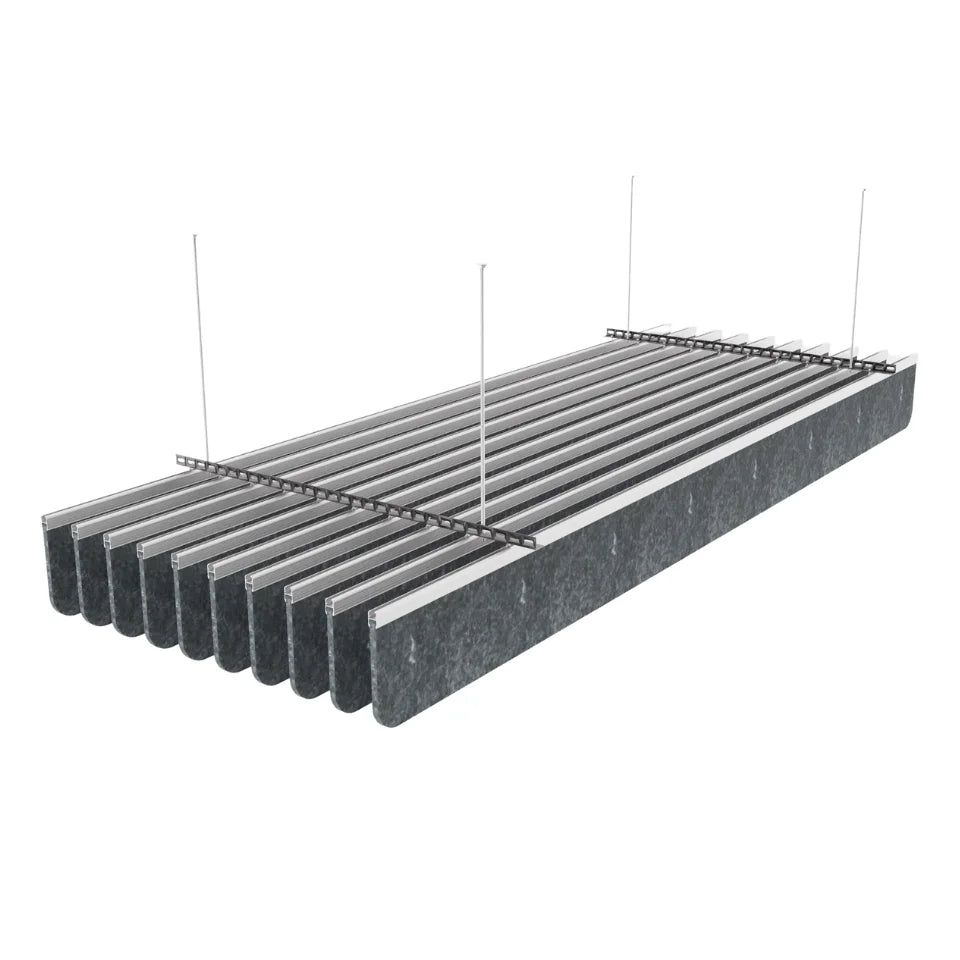 Radius Acoustic Ceiling Baffle Dark Grey Color