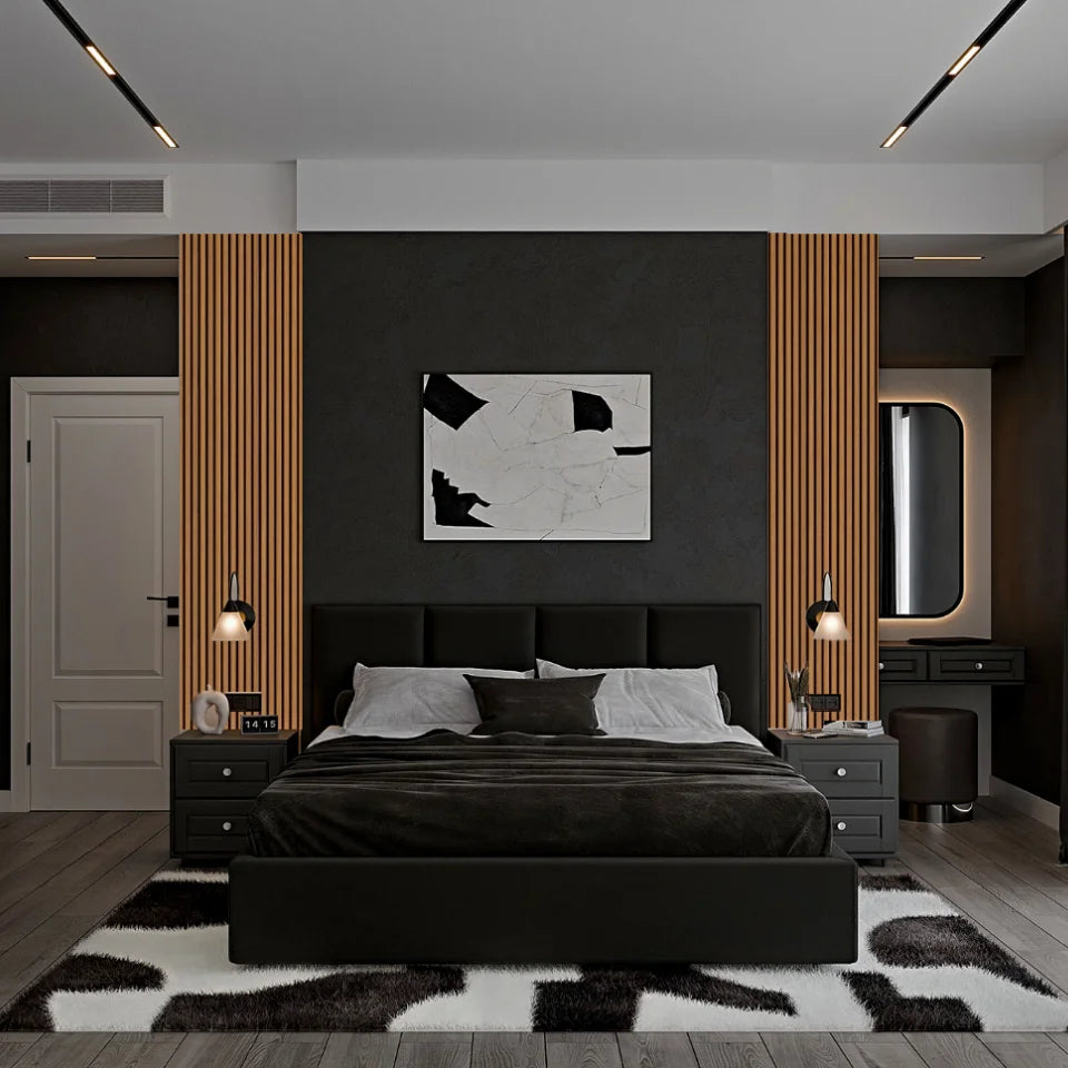 Slat Wood Acoustic Wall Panel Teak Color