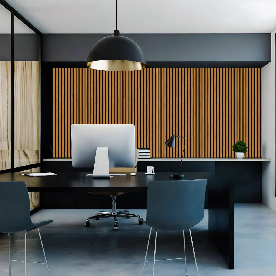 Slat Wood Acoustic Wall Panel Teak Color (For 2 Panels)