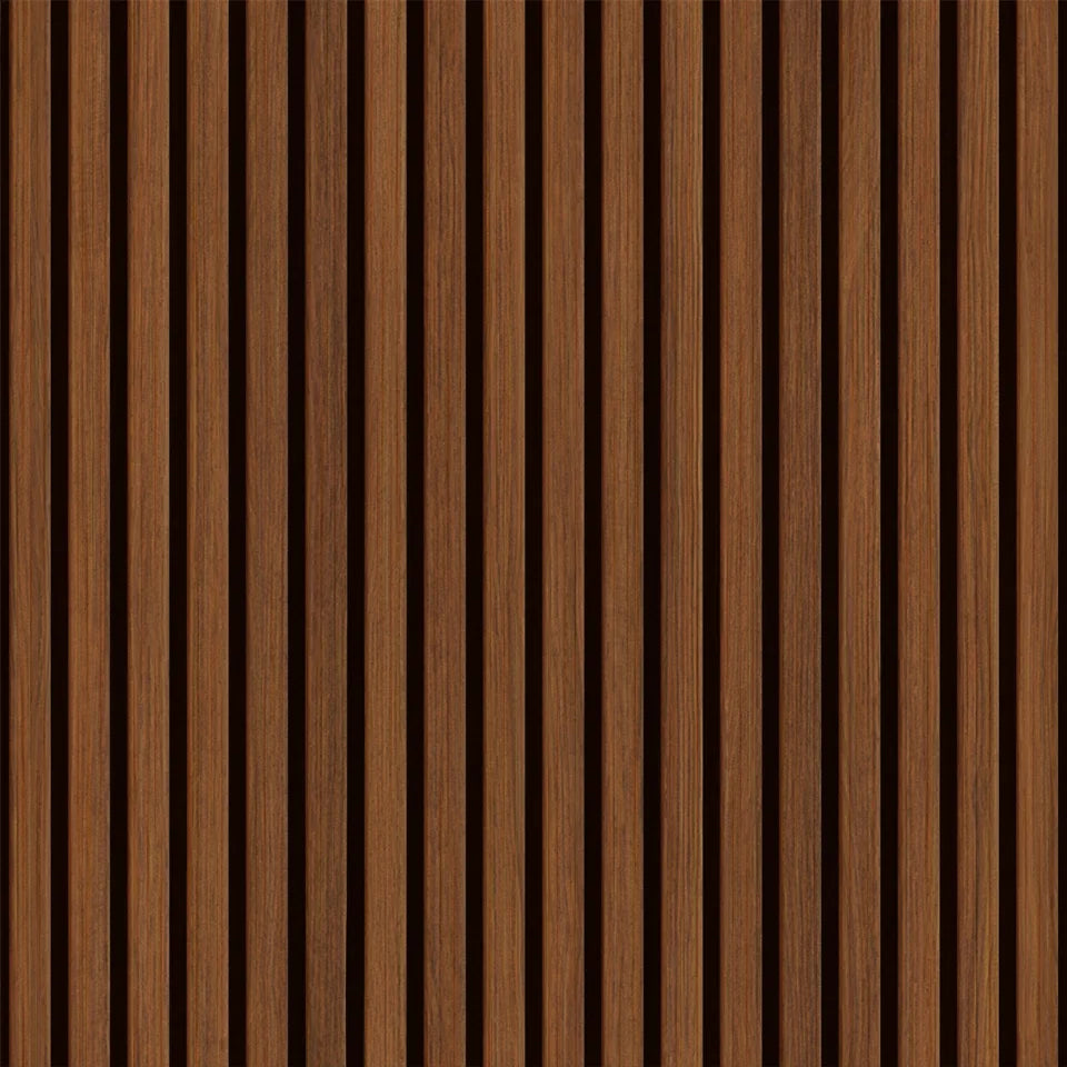 Slat Wood Acoustic Wall Panel Walnut Color