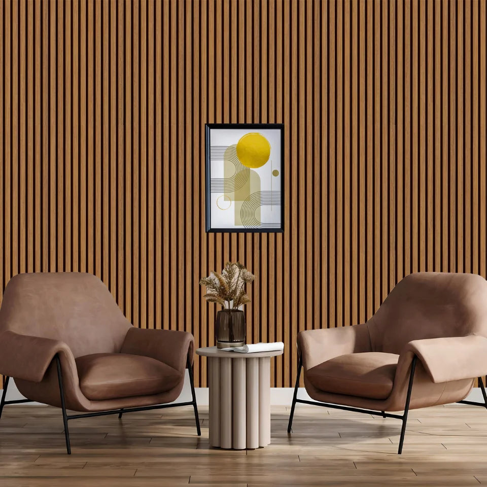 Slat Wood Acoustic Wall Panel Oak Color (For 2 Panels)