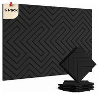 ACOUSTIC BULLETIN FELT BOARD TILE V CUT BLACK- 6 in a BOX