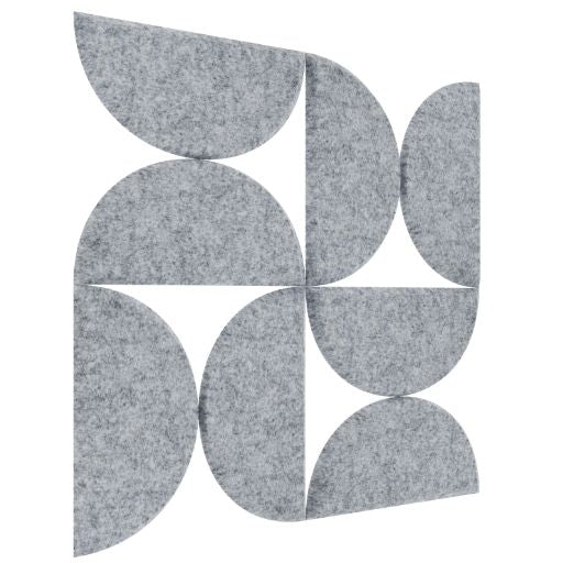 SEMI CIRCLE ACOUSTIC BULLETIN FELT BOARD GREY- 6 in a BOX