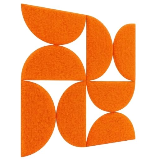 SEMI CIRCLE ACOUSTIC BULLETIN FELT BOARD ORANGE- 6 in a BOX