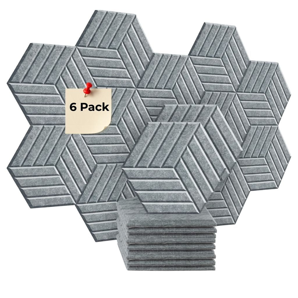 ACOUSTIC BULLETIN FELT BOARD HEXAGON LINE GREY