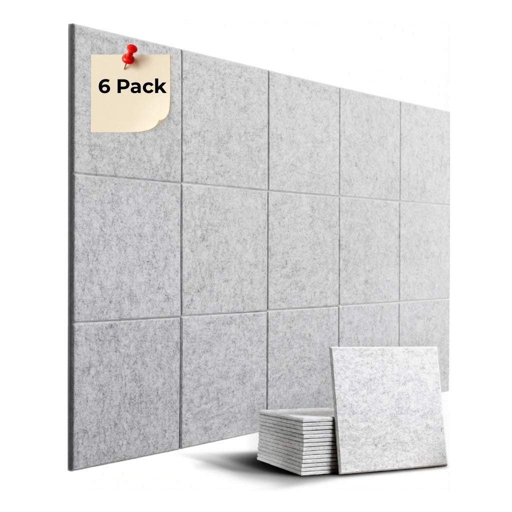 STRAIGHT ACOUSTIC BULLETIN FELT BOARD TILE LIGHT GREY- 6 in a BOX