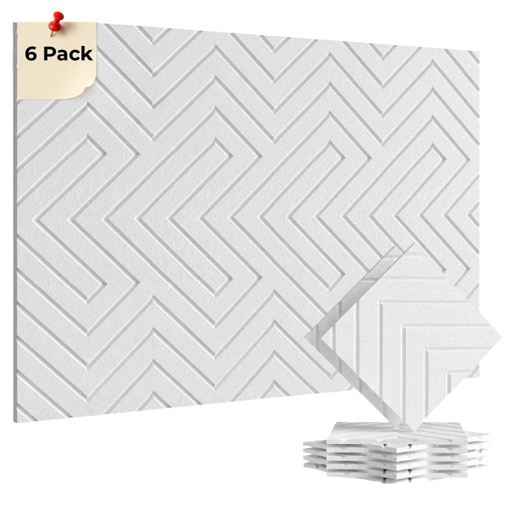 ACOUSTIC BULLETIN FELT BOARD TILE V CUT LIGHT GREY- 6 in a BOX