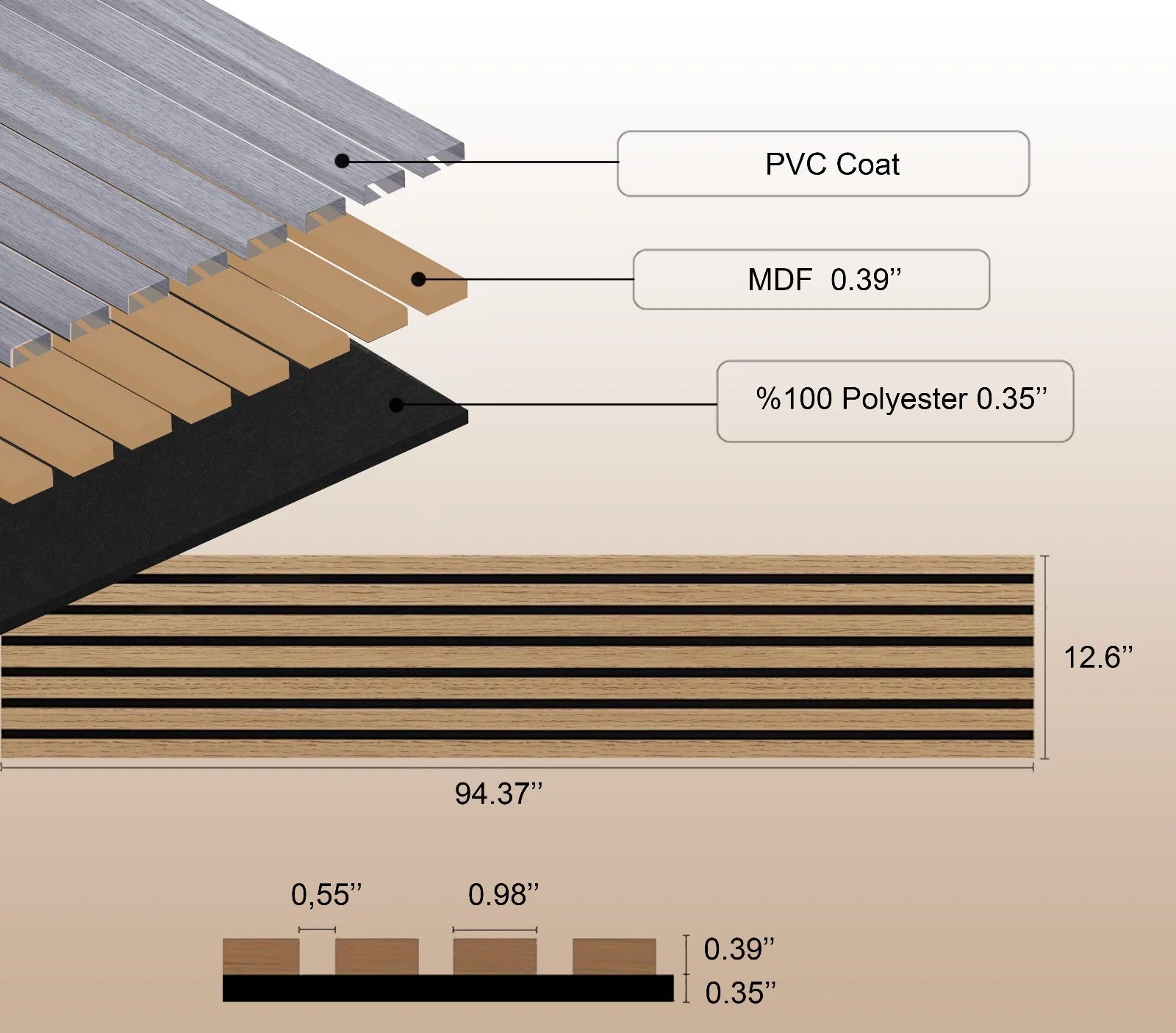 Slat Wood Acoustic Wall Panel Maple Color