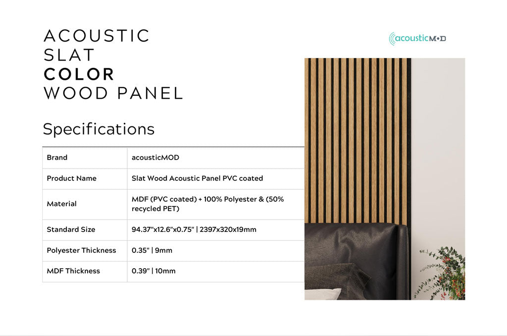 ACOUSTIC SLAT NATURAL WOOD PANEL - 2 in a Box