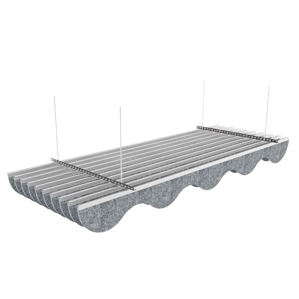 Wave Acoustic Ceiling Baffle Grey Color