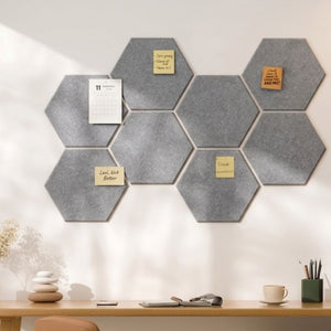 HEXAGON ACOUSTIC BULLETIN FELT BOARD LIGHT GREY- 6 in a BOX
