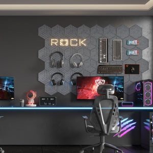 HEXAGON LINE ACOUSTIC BULLETIN FELT BOARD LIGHT GREY- 6 in a BOX