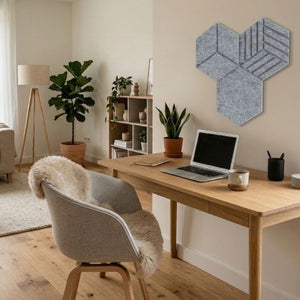 HEXAGON DIAMOND ACOUSTIC BULLETIN FELT BOARD LIGHT GREY- 6 in a BOX