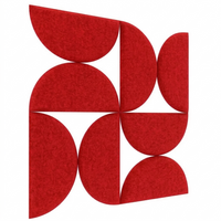 SEMI CIRCLE ACOUSTIC BULLETIN FELT BOARD RED- 6 in a BOX