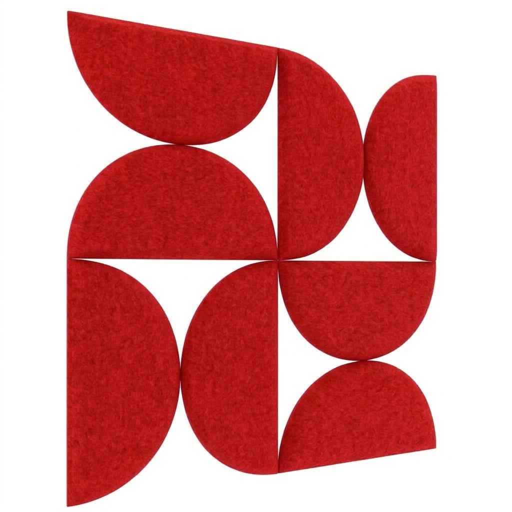 SEMI CIRCLE ACOUSTIC BULLETIN FELT BOARD RED- 6 in a BOX