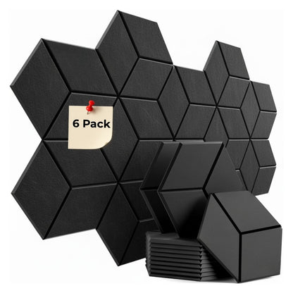 HEXAGON DIAMOND ACOUSTIC BULLETIN FELT BOARD BLACK- 6 in a BOX