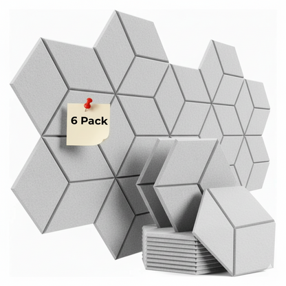 HEXAGON DIAMOND ACOUSTIC BULLETIN FELT BOARD LIGHT GREY- 6 in a BOX