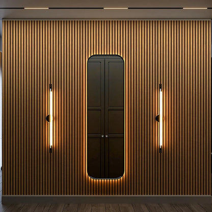 Slat Wood Acoustic Wall Panel Teak Color