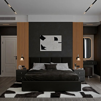 Slat Wood Acoustic Wall Panel Teak Color