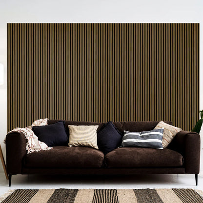 Slat Wood Acoustic Wall Panel Walnut Color