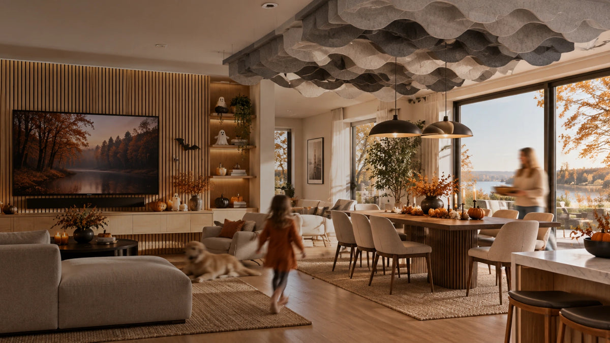 AcousticMod acoustic panel installation in modern living room
