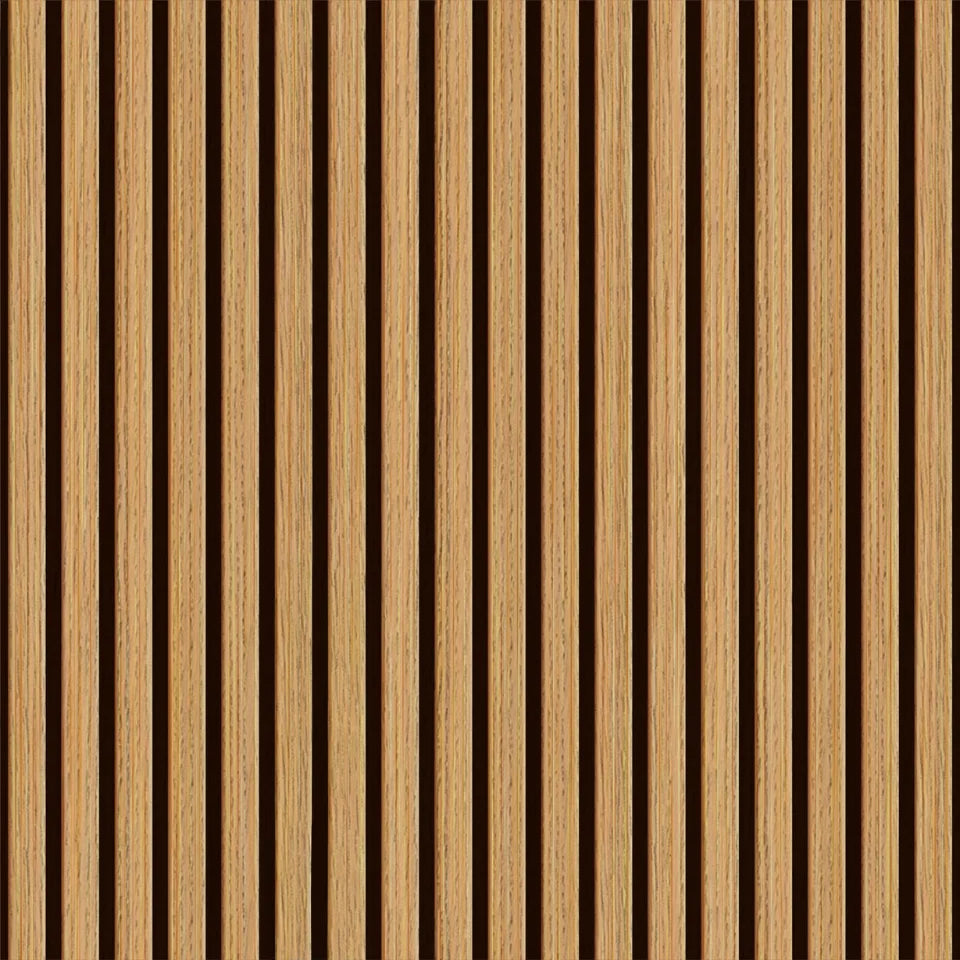 Slat Wood Acoustic Wall Panel Teak Color