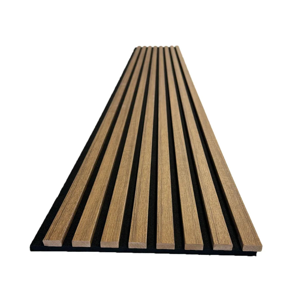 Slat Wood Acoustic Wall Panel Teak Color