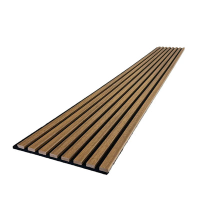 Slat Wood Acoustic Wall Panel Teak Color