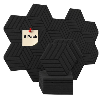 HEXAGON LINE ACOUSTIC BULLETIN FELT BOARD BLACK- 6 in a BOX