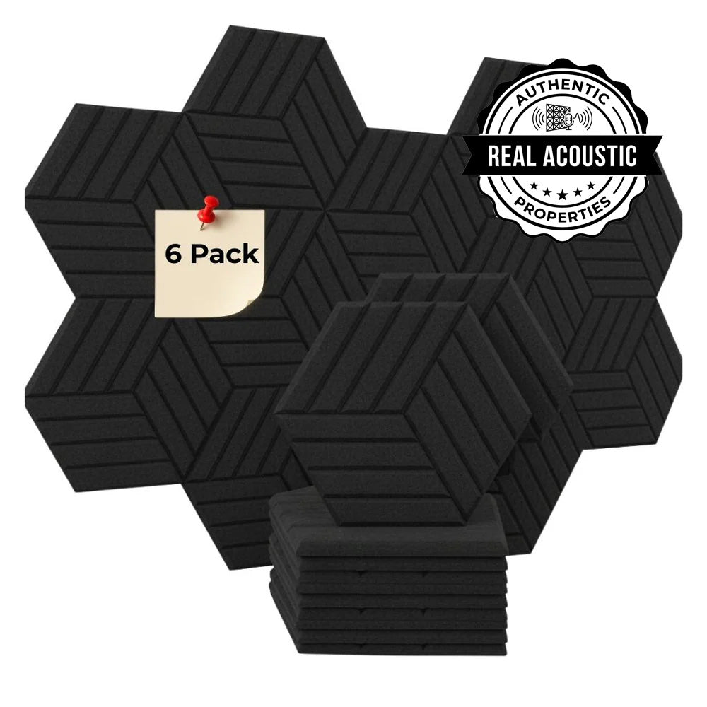 HEXAGON LINE ACOUSTIC BULLETIN FELT BOARD BLACK- 6 in a BOX