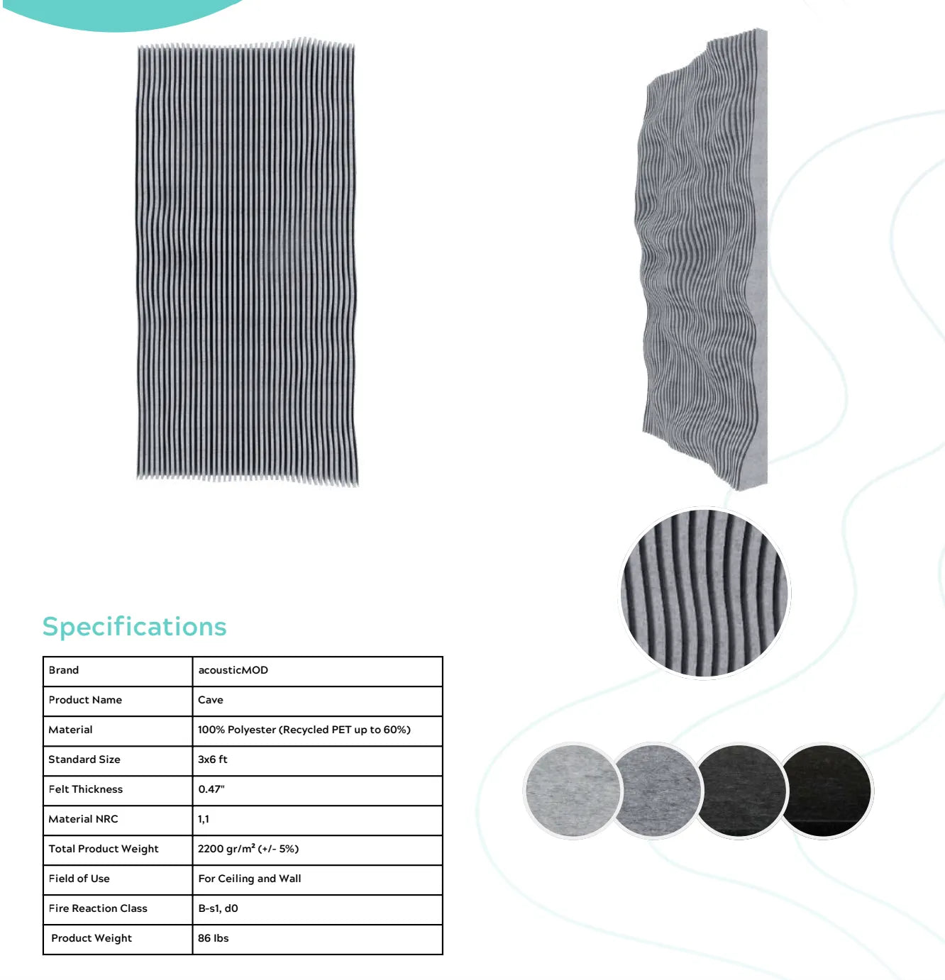 AcousticArt Cave Black 3 × 6 ft