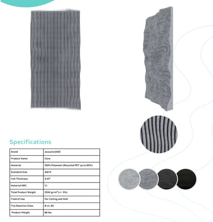 AcousticArt Cave Black 3 × 6 ft