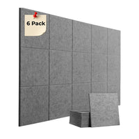 ACOUSTIC BULLETIN FELT BOARD TILE STRAIGHT GREY- 6 in a BOX