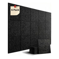 ACOUSTIC BULLETIN FELT BOARD TILE STRAIGHT BLACK- 6 in a BOX