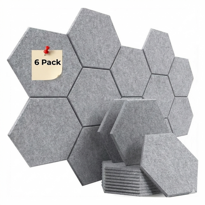 HEXAGON ACOUSTIC BULLETIN FELT BOARD GREY- 6 in a BOX
