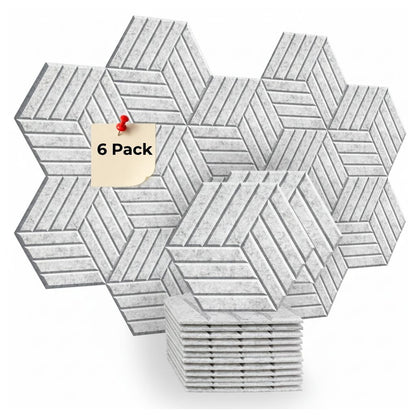 HEXAGON LINE ACOUSTIC BULLETIN FELT BOARD LIGHT GREY- 6 in a BOX