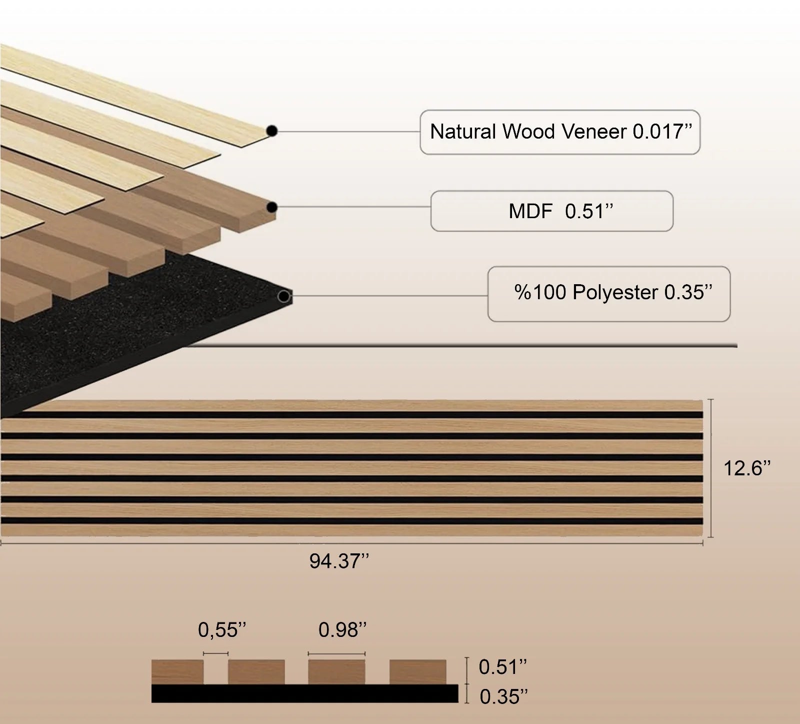 Natural Slat Wood Acoustic Wall Panel
