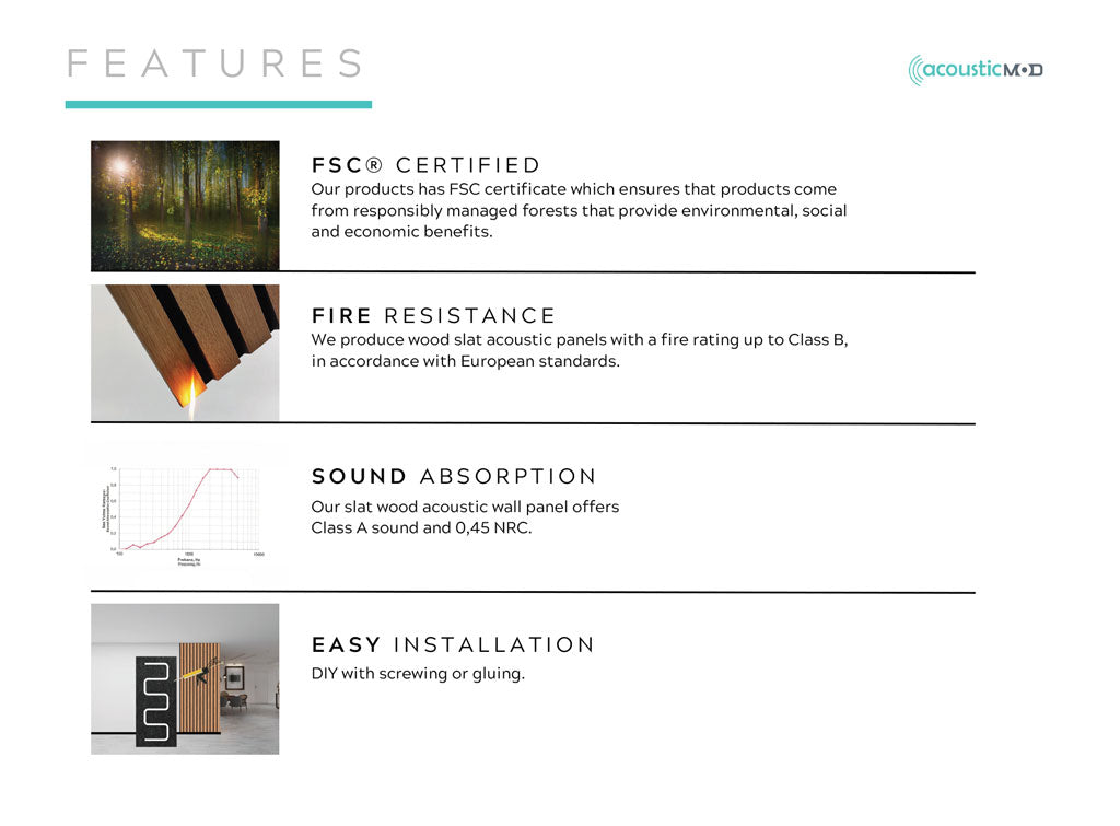 ACOUSTIC SLAT COLOR WOOD PANEL WALNUT