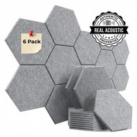HEXAGON ACOUSTIC BULLETIN FELT BOARD GREY- 6 in a BOX