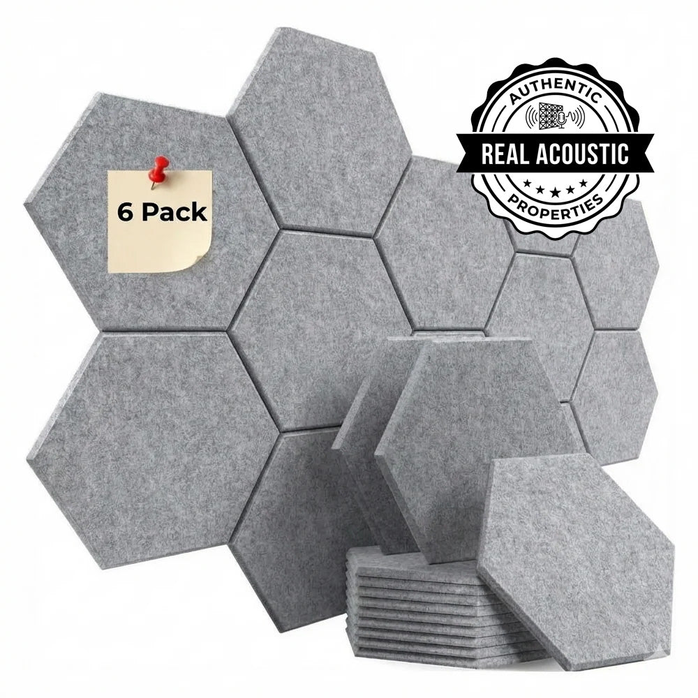 HEXAGON ACOUSTIC BULLETIN FELT BOARD GREY- 6 in a BOX