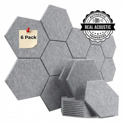 HEXAGON ACOUSTIC BULLETIN FELT BOARD GREY- 6 in a BOX